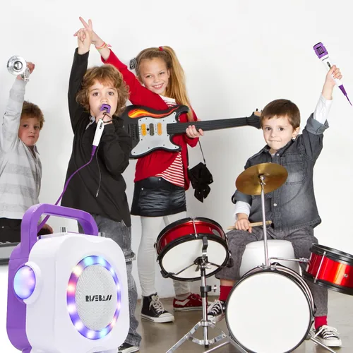 Miniatura 7 de Máquina de karaoke para niños, altavoz Bluetooth con 2 micrófonos, máquina de karaoke portátil para niños para niñas y niños, regalo de cumpleaños