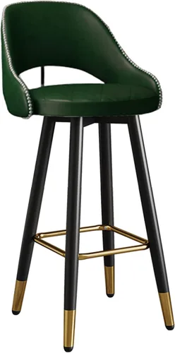 Miniatura 9 de LAJUU Taburetes de bar, silla alta giratoria, respaldo curvado de cuero, taburete de recepción con reposapiés de metal y patas de latón/naranja/25.6