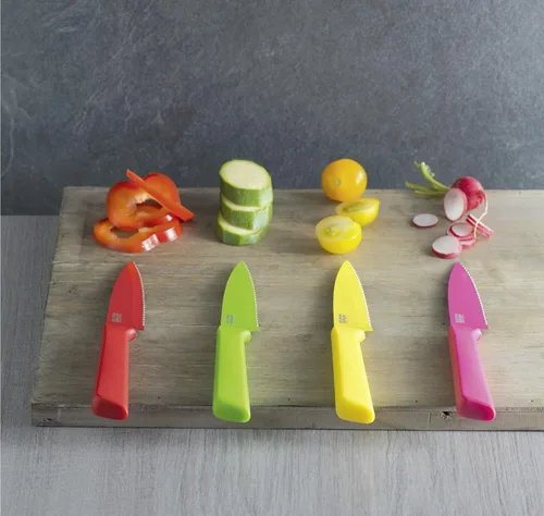Miniatura 3 de Kuhn Rikon Color Plus Santoku - Cuchillo grande, color rojo