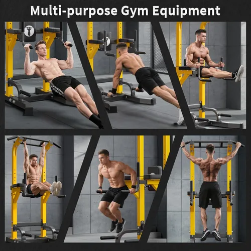 Miniatura 2 de SogesHome Power Tower Pull Up Bar Dip Stand, 10 Adjustable Height Free Standing Assistive Trainer Dip Station, Multi-Function Strength Training