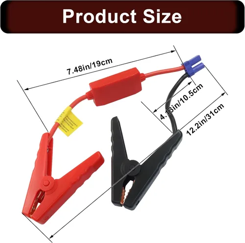 Miniatura 2 de Cable de arranque EC5 con abrazaderas de batería, conector EC5, cable de arranque de emergencia, pinzas de cocodrilo para emergencia de 12 V