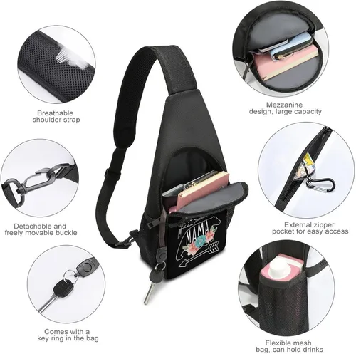 Miniatura 4 de Mama Bear - Mochila cruzada para el hombro, mochila de viaje, senderismo, mochila casual para el pecho para mujeres y hombres, talla única