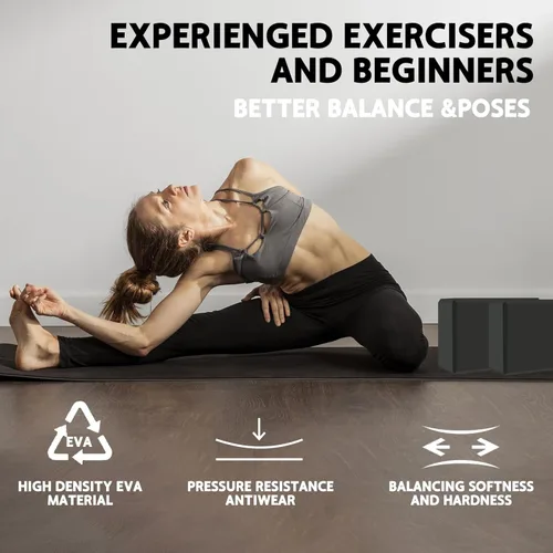 Miniatura 6 de Bloque de yoga – Espuma EVA de soporte sin látex – Superficie suave antideslizante con bordes biselados para yoga, pilates, meditación – Accesorios