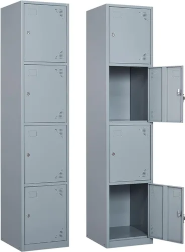 Miniatura 27 de Taquilla de metal para el hogar, vestidor, armarios de almacenamiento de acero de 71 pulgadas para empleados, armario con cerradura con 2 puertas