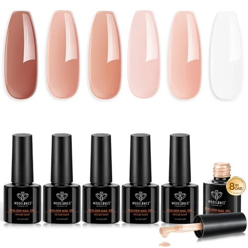 Miniatura 19 de modelones Juego de Base y Capa Superior para Esmalte de Uñas en Gel, 3 Piezas Base de Goma y Capa Superior de Gel Transparente Brillante y Mate a