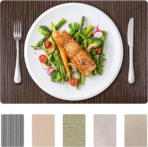 Miniatura 20 de Andie Home - Manteles individuales ovalados para mesa de cocina y comedor, juego de 6 piezas, resistentes al calor y lavables a la superficie, gris