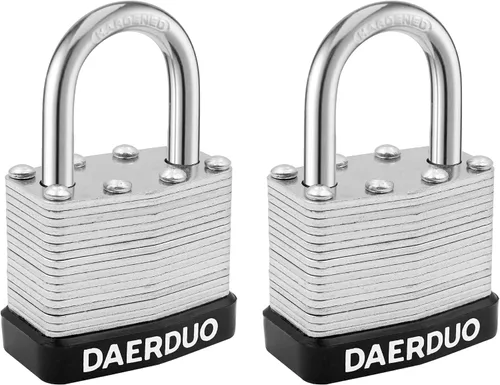 Paquete de 2 candados laminados de 1.575 in (1-9/16") con 4 llaves, grillete corto de acero endurecido, cerraduras resistentes para armarios de