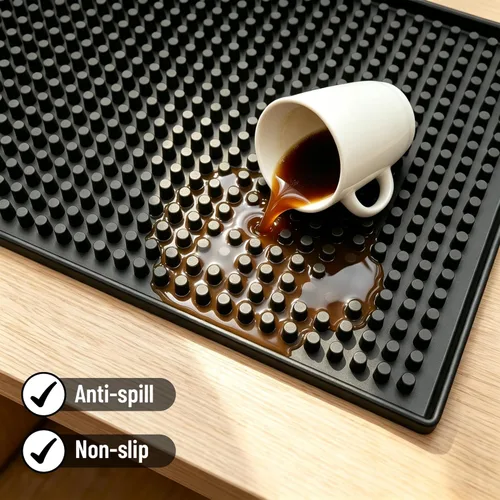 Miniatura 6 de XieNie Tapete de bar de 6 x 12 pulgadas, pequeño, negro, tapete de café para bar en casa, tapete de servicio de bar para coctelería, cocina