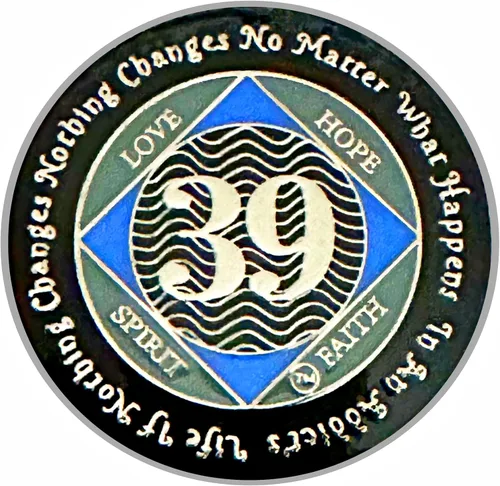 Miniatura 5 de (Años 1-55) NA Medallón de 7 años, plata, chapado en color azul, narcóticos cubiertos de epoxi Moneda anónima (NA 7 años medallón)