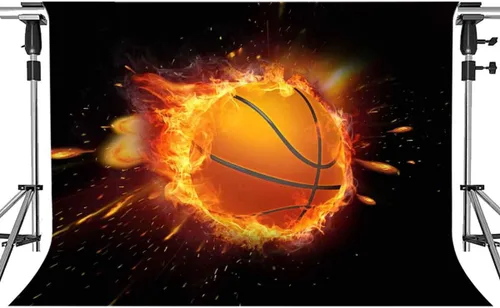 Miniatura 6 de Telón de fondo de fiesta de baloncesto con llamas, fondo de fotos de juego de baloncesto, MEETSIOY negro, accesorios de estudio, pancarta