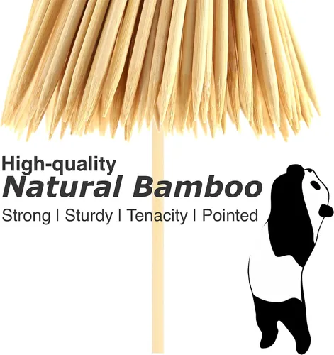 Miniatura 3 de Brochetas de bambú natural de 8 pulgadas, 0.157 in de grosor, paquete de 200 palitos para barbacoa para parrilla, frutas, fuente de chocolate