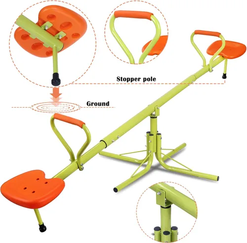 Miniatura 8 de Balancín para niños, Teeter Totter con rotación de 360 grados, equipo de parque infantil para exteriores, hogar, juego de juguetes para niños