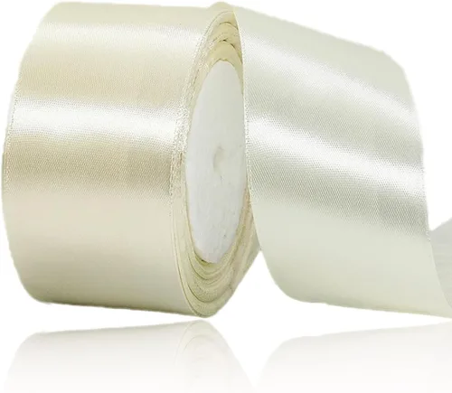 Miniatura 174 de Cinta blanca de 1/8 pulgadas x 100 yardas, cintas de tela de satén blanco para envolver regalos, manualidades, álbumes de recortes, ramos florales