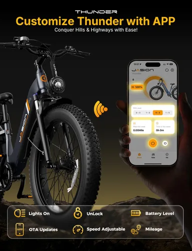 Miniatura 2 de Jasion Bicicleta eléctrica Thunder/PRO/ST, 2000 W/1800 W Peak Ebikes para adultos, neumático de grasa de 26 pulgadas, mejor bicicleta eléctrica