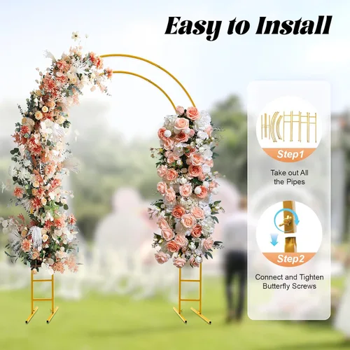 Miniatura 4 de Soporte de telón de fondo de arco de boda, soporte de marco de arco de doble tubo de metal, soporte de telón de fondo de globo para despedida