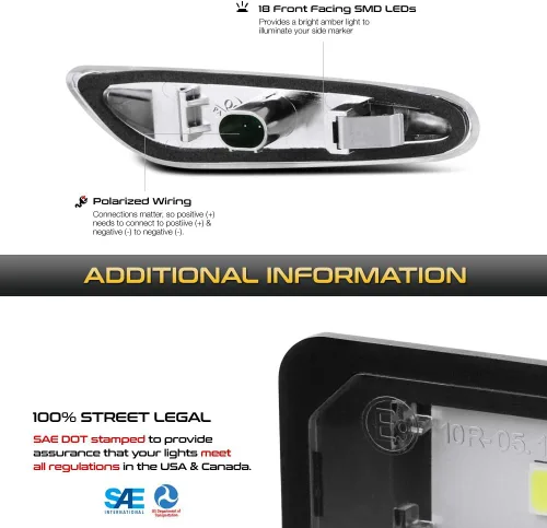 Miniatura 5 de VIPMOTOZ Cromo completo LED tira lateral marcador luz delantera guardabarros intermitentes montaje montaje par para BMW E82 E88 E90 E91 E92 E93 E60