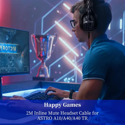 Miniatura 6 de Cable de repuesto para auriculares Astro A40 con botón de silencio en línea para auriculares Astro A10/A40/A40TR/A50, compatible con controlador