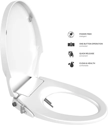 Asiento de inodoro con boquilla doble autolimpiante, no eléctrico, separado trasero y femenino, spray de agua natural, asiento de inodoro de cierre