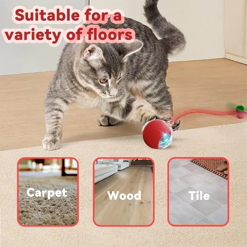 Miniatura 8 de Speedy 2.0 Tail 2 paquetes de juguetes interactivos para gatos de interior, juguete automático para gatos con cola de malla elástica, bola rodante