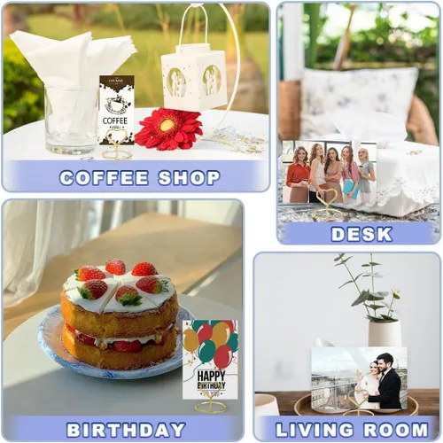 Miniatura 7 de ELANE 20 soportes para tarjetas de lugar para bodas, soportes para números de mesa de boda, tarjeteros para mesa, tarjetero de mesa (corazón)