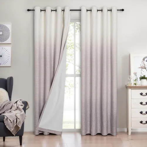 Miniatura 9 de Paneles de cortinas opacas con aislamiento térmico y reducción de ruido, cortinas rústicas para dormitorio, textura de lino pesado, juego