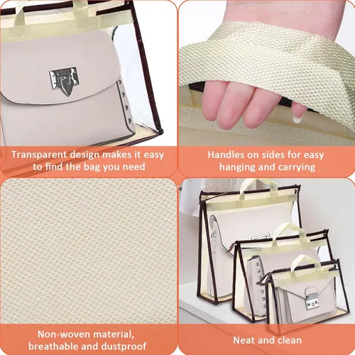Miniatura 3 de 12 bolsas para el polvo para bolsas, bolsas de almacenamiento transparentes para mujeres, funda organizadora de 3 tamaños, organizador de armario