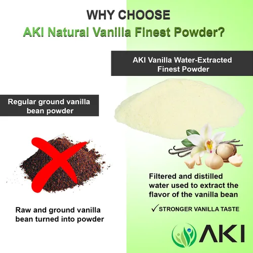 Miniatura 5 de Aki Polvo de Vainilla Fino en Polvo Extracto de Granos (150g/5.29oz) - Polvo Extraído con Agua Ideal para Hornear, Cocinar y Aderezar - Delicioso