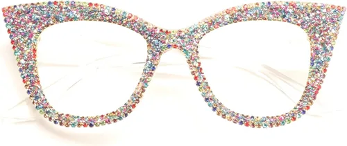 Miniatura 3 de Gafas de lectura con diseño de ojo de gato, diamantes de imitación brillantes con montura de diamante negro, lentes para lector de luz azul