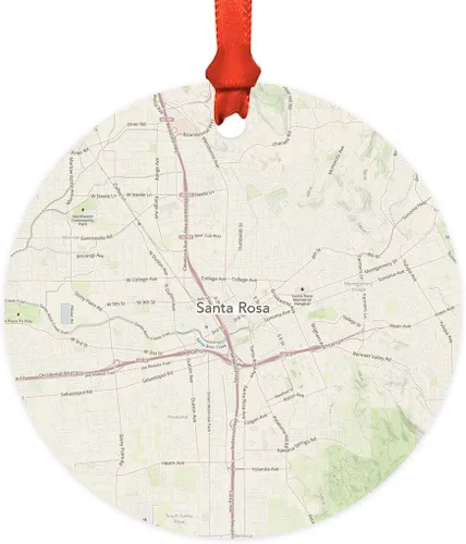 Miniatura 31 de Andaz Press Mapa de la ciudad de Estados Unidos redondo de madera natural MDF ornamento de Navidad, Akron, Ohio Vintage Mapa, 1 paquete, larga