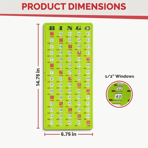 Miniatura 2 de MR CHIPS Tarjeta Maestra de Bingo con Punta de Dedo Anti-Atasco con Ventanas Deslizantes Tarjetas de Cartón Grande para Cantar Estilo Verde Tablero