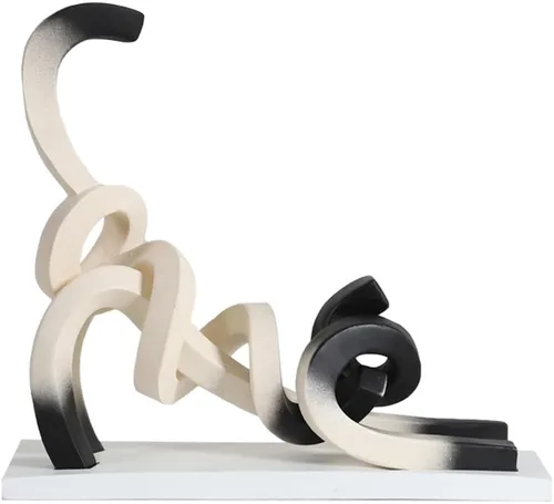 Escultura de gato de resina Líneas de arte Estatuas Artesanía Artesanía Decoración del hogar Muebles Artesanía-Estiramiento