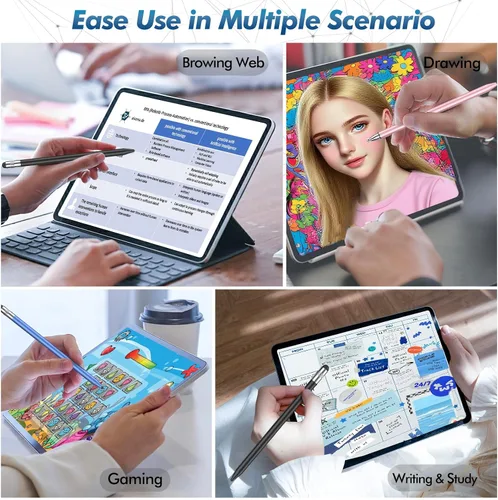 Miniatura 6 de Lápiz óptico para pantalla táctil, lápiz capacitivo de goma 3 en 1, alta sensibilidad y precisión, lápiz capacitivo universal compatible con iPad