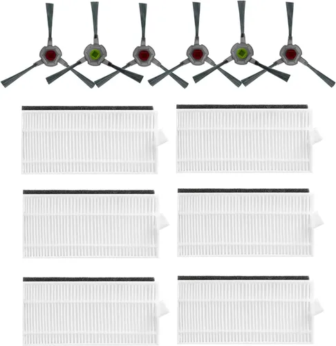 Piezas de repuesto para AIRROBO P20 Robot Aspirador Accesorios 6 Cepillo lateral 6 Filtro 6 cepillo lateral 6 filtros