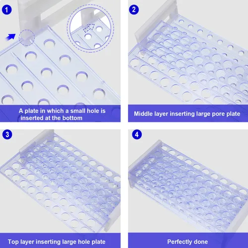 Miniatura 4 de Estante de tubo de ensayo acrílico transparente para tubos de 1.5/2/0.2 fl oz, soporte de tubo de laboratorio de 50 agujeros para tubos de ensayo