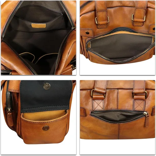 Miniatura 7 de Monederos y bolsos de cuero genuino para hombres y mujeres, bolso de mensajero de cuero real vintage para hombro