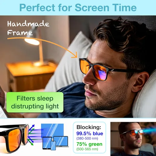 Miniatura 3 de +1.0 +1.5 +2.0 +2.5 Orange Blue Light Blocking Reading Glasses for Better Sleep - Migraine Glasses for Women & Men