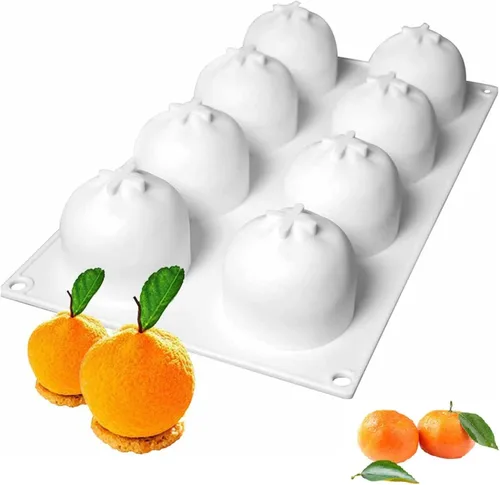 Moldes de silicona para hornear pasteles de mousse, moldes de caramelo de chocolate naranja 3D, moldes de postre de silicona para pastelería, pudín