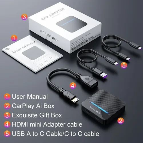 Miniatura 5 de Adaptador multimedia HDMl para Fire TV Stick/Google T V Sticks/consolas de juegos/lanzadores de pantalla, adaptador Carplay T V 2 en 1 con puerto