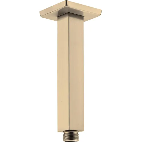 Miniatura 11 de Brazo de ducha de oro cepillado con brida de 6 pulgadas de acero inoxidable recto superior de lluvia cabezal de ducha de extensión de tubo cuadrado