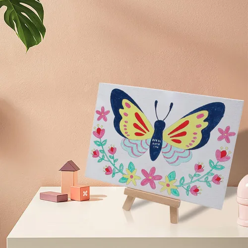 Miniatura 4 de goldentime Juego de 8 lienzos predibujados de 5 x 7 pulgadas, pintura por números para niños, 48 pinturas, 8 pinceles, 2 caballetes, kit de pintura