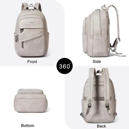 Miniatura 7 de LATMAP Mochila de 43L para mujeres y hombres - Mochila de cuero vegano, bolsa de viaje, maleta de mano, mochila universitaria, para trabajo