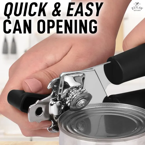 Miniatura 6 de Zulay Kitchen Abrelatas de mano – Abrelatas manual duradero cuchillas de acero inoxidable de corte de borde liso – Abrelatas manual de servicio