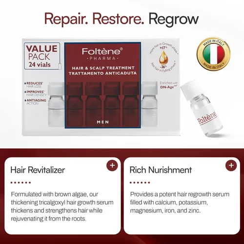 Miniatura 7 de FOLTENE Tratamiento para el crecimiento del cuero cabelludo y el cabello – Suero revitalizante para el crecimiento del cabello para hombres