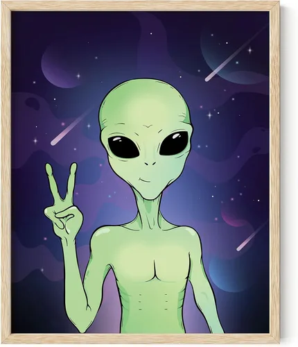 Miniatura 15 de HAUS AND HUES Trippy - Póster de alienígena - Decoración de habitación extraterrestre genial, póster psicodélico, arte de pared de alienígena