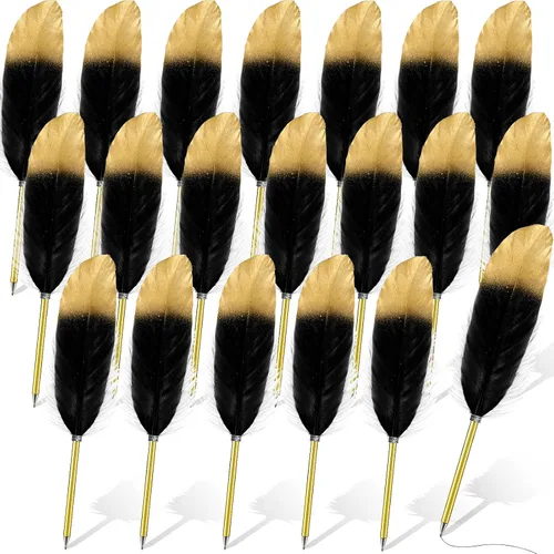 Miniatura 10 de Chivao Bolígrafo de pluma de 0.020 in, tinta negra, pluma de pluma chapada en pluma para invitados, recuerdos de oficina, fiestas (10 piezas)