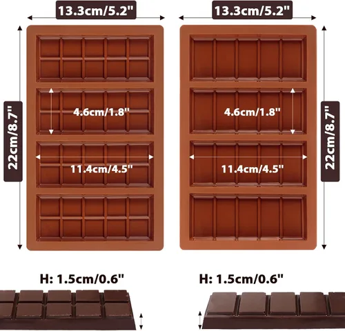 Miniatura 4 de Webake Molde de barra de chocolate profundo para relleno, molde de silicona para chocolate para rellenar chocolate, caramelos, cera derretida