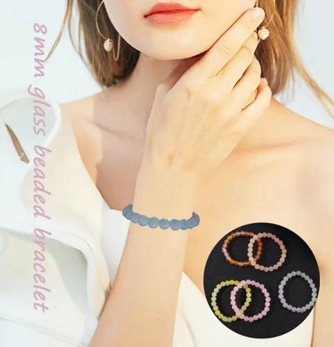 Miniatura 5 de FINZOR 24 pulseras elásticas de cuentas de 0.315 pulgadas hechas a mano para mujer, pulsera elástica de cuentas multicolor mate para mujer, pulsera