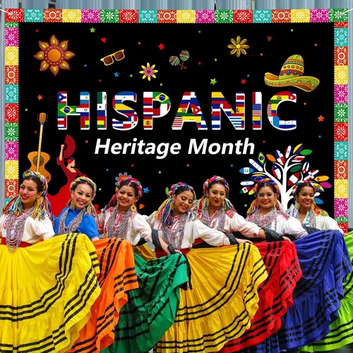 Miniatura 5 de Cartel extra grande del mes de la herencia hispana de 72 x 48 pulgadas, decoración de celebración de países hispanohablantes latinoamericanos