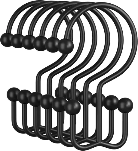 Miniatura 21 de Amazer Ganchos para cortina de ducha, anillos de cortina de ducha dobles de metal resistentes al óxido para ganchos de ducha enrollables, 12 anillos
