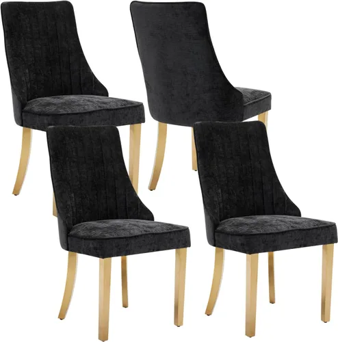 Miniatura 33 de Shenyon Juego de 4 sillas de comedor color beige, cómodas sillas de comedor tapizadas con canal de tela, sillas de cocina modernas para comedor